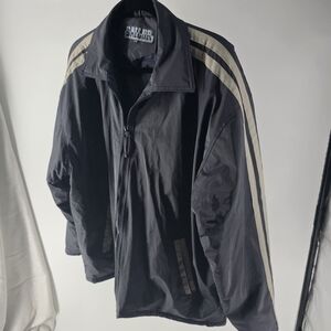 Sailor Vintage 90s Y2k Stripe PVC Puffer Winter Zip Jacket Windbreaker Blue XL